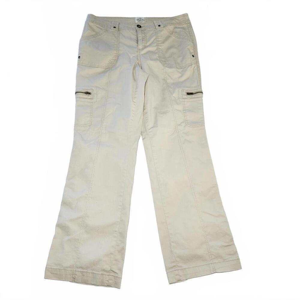 St. John's Bay Women's Cargo Pants Size 10P Beige Casual Cotton Blend